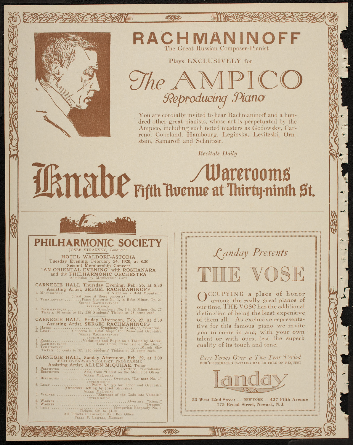 Theo Karle, Tenor, February 23, 1920, program page 12
