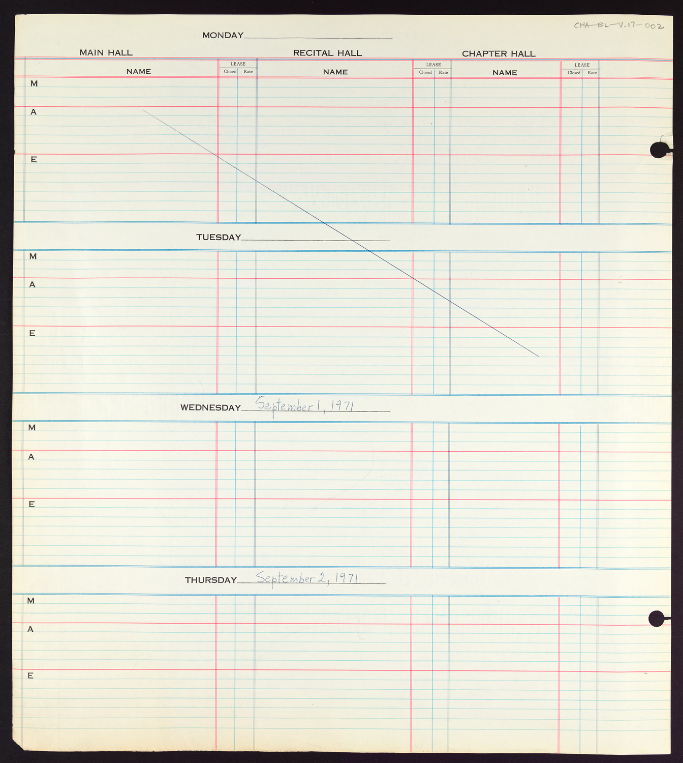 Carnegie Hall Booking Ledger, volume 17, page 2