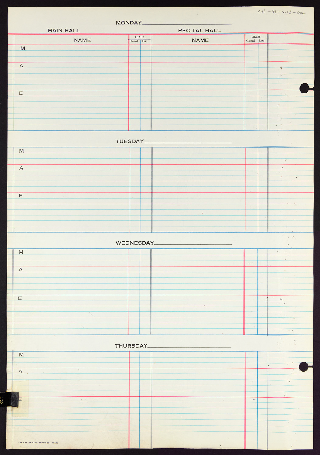 Carnegie Hall Booking Ledger, volume 23, page 2