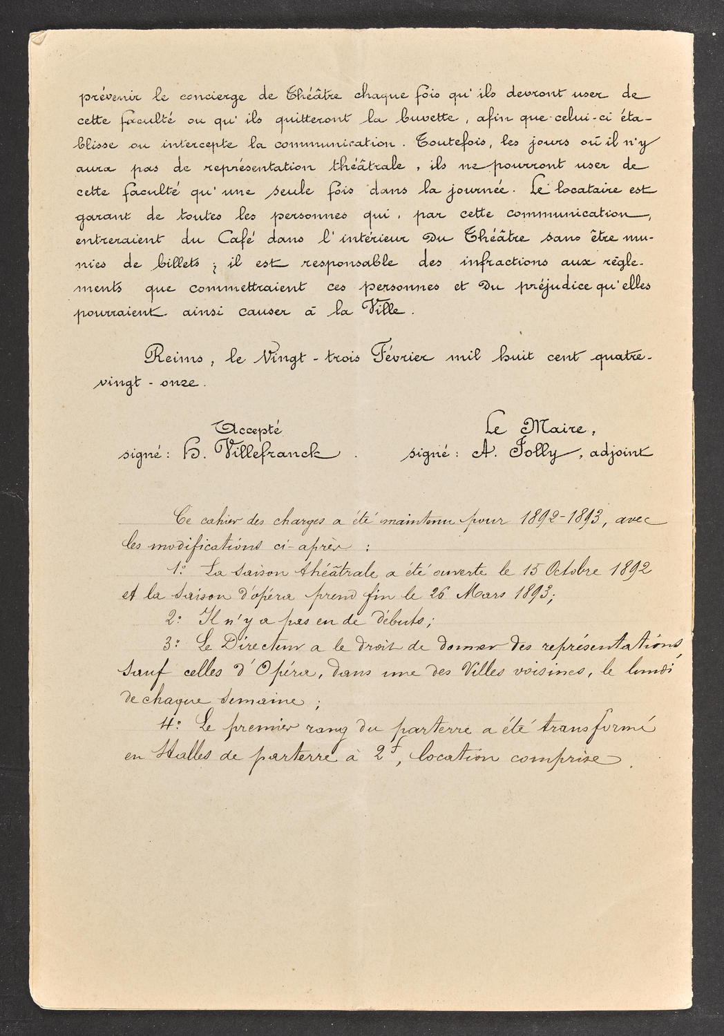 Cahier des Charges of the Theater (1891-1982), page 9 of 11