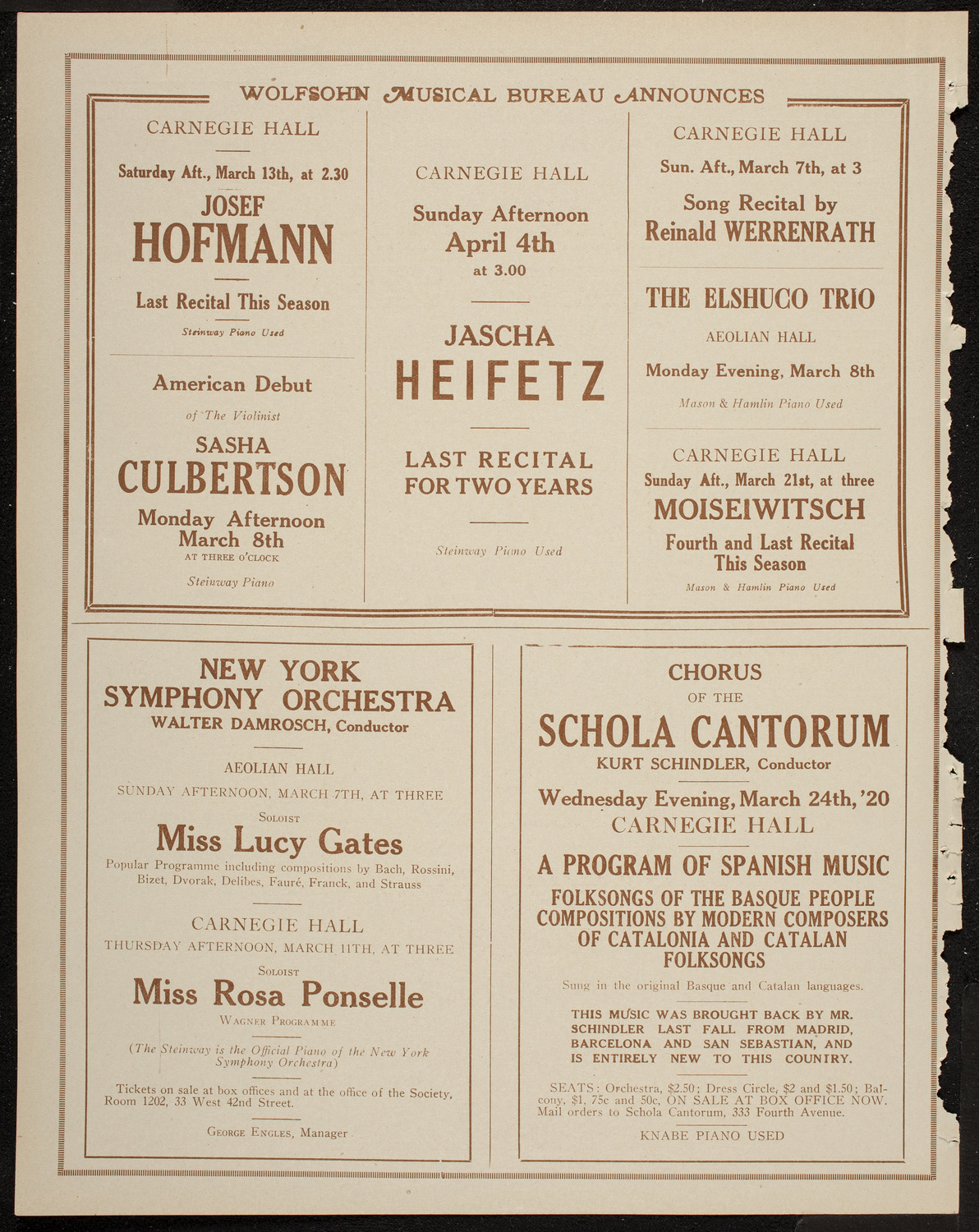 New Symphony Orchestra, February 25, 1920, program page 8