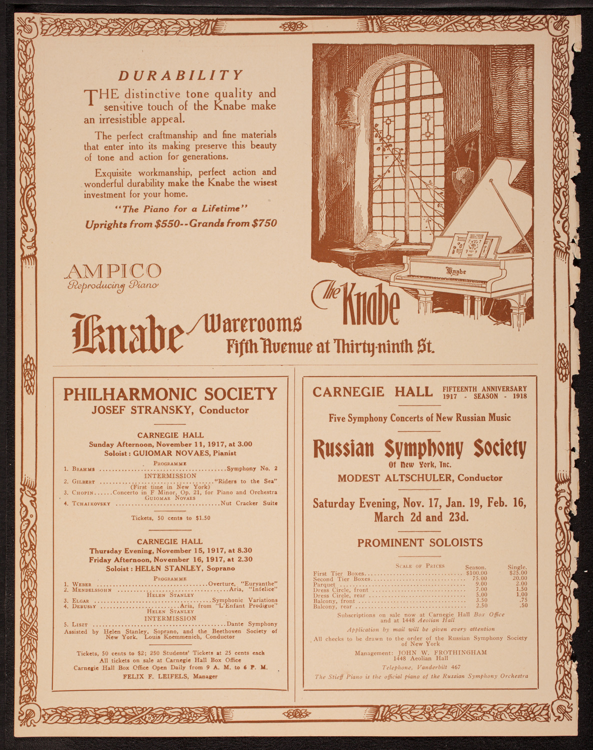 Ernestine Schumann-Heink, Mezzo-Soprano, November 3, 1917, program page 12
