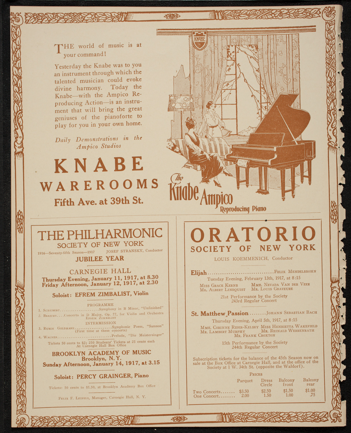 New York Philharmonic, January 7, 1917, program page 12