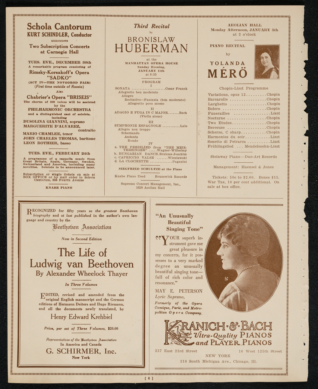 New York Philharmonic, December 28, 1924, program page 6