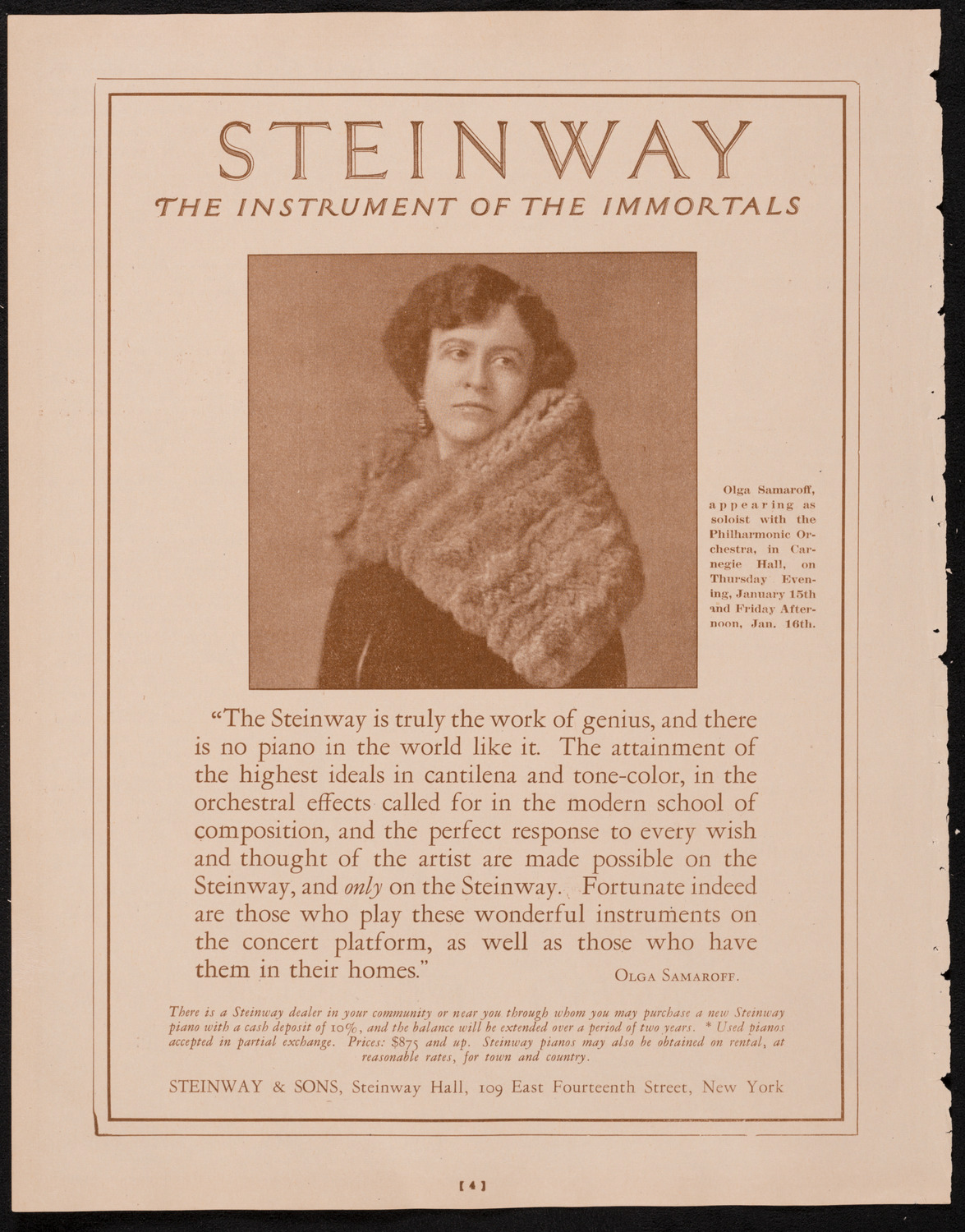 New York Philharmonic, January 10, 1925, program page 4