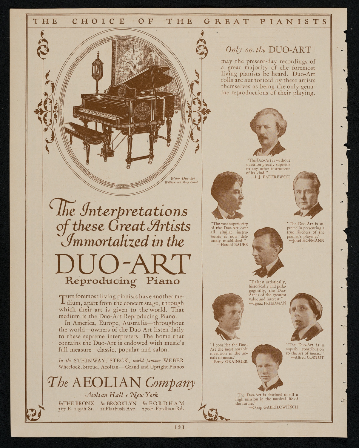 Alexander Brailowsky, Piano, October 18, 1925, program page 2