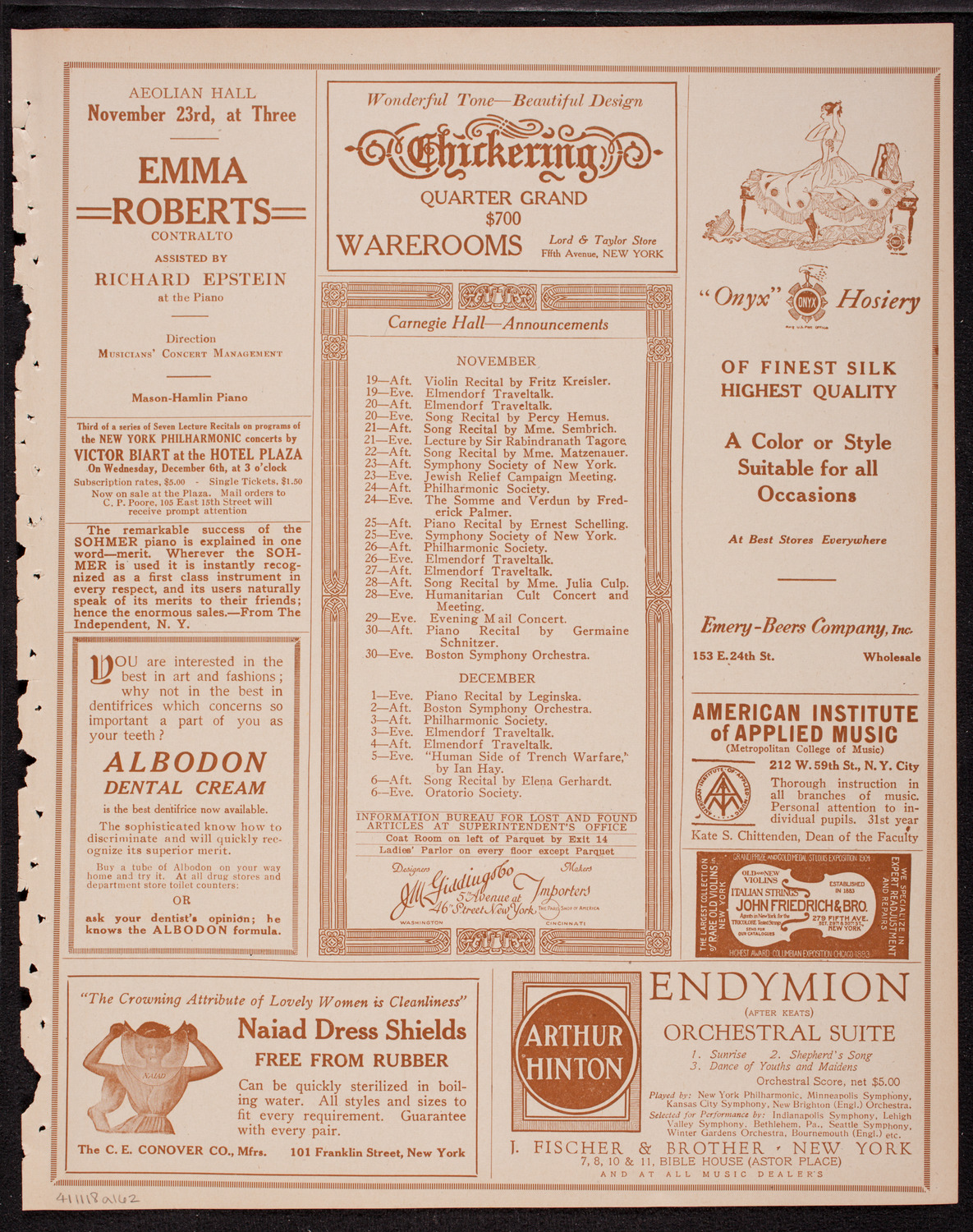 Symphony Concert for Young People, November 18, 1916, program page 3