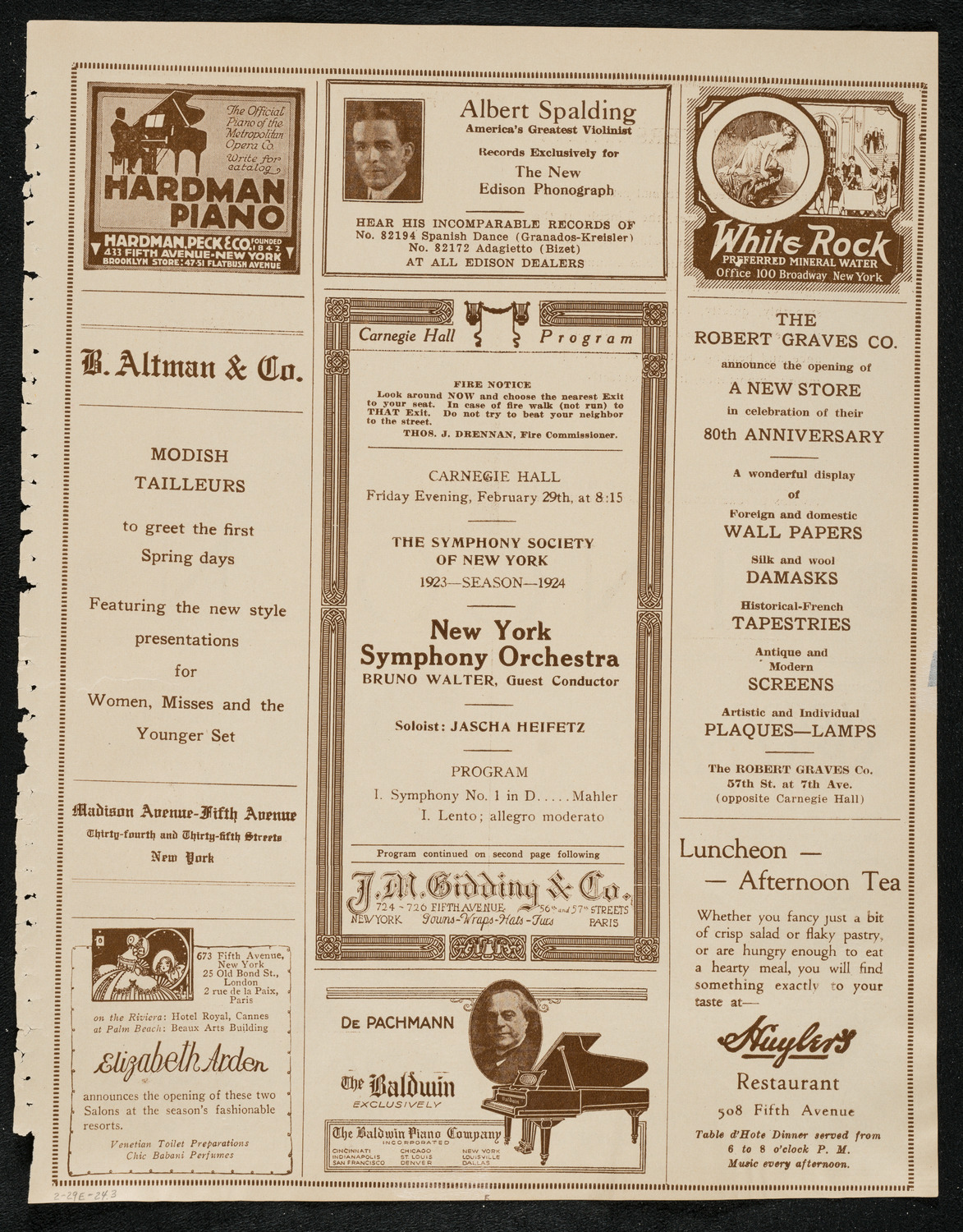 New York Symphony Orchestra, February 29, 1924, program page 5