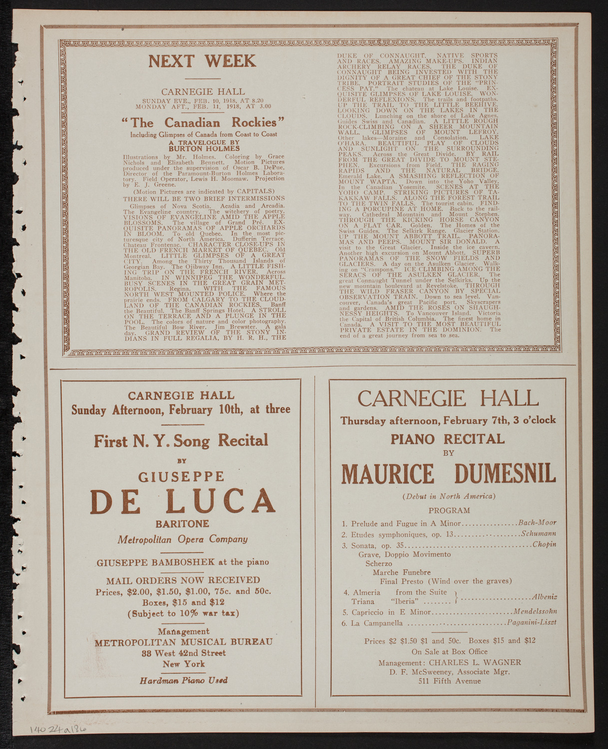 Burton Holmes Travelogue: Alaska, February 4, 1918, program page 11