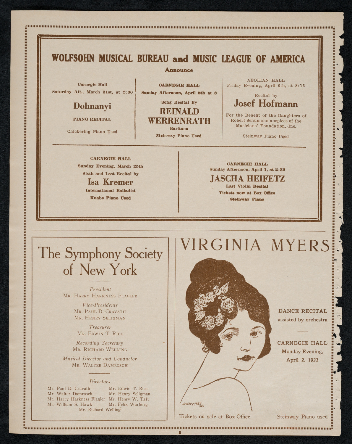 New York Philharmonic, March 25, 1923, program page 8