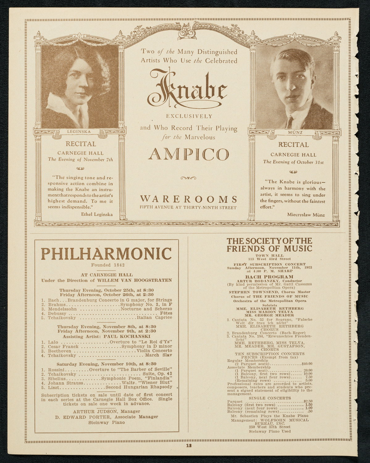 Paul Althouse and Arthur Middleton, October 24, 1923, program page 12