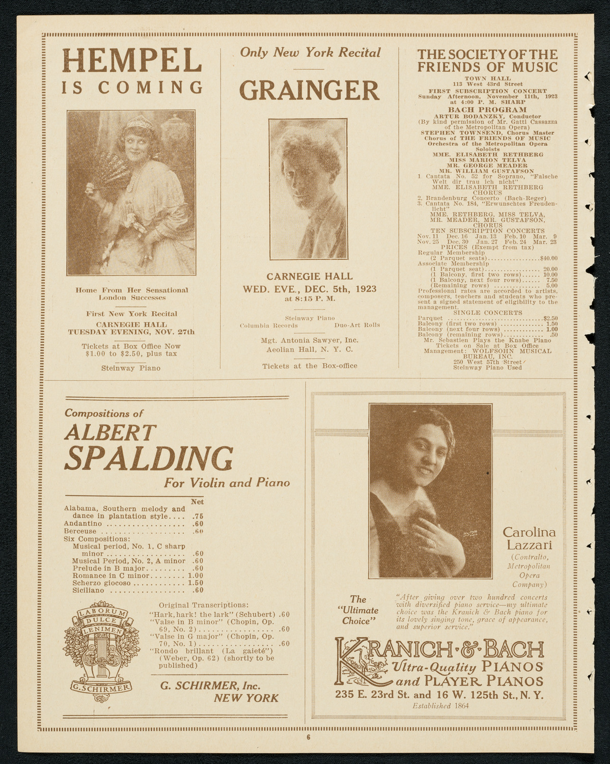 Ethel Leginska, Piano, November 7, 1923, program page 6