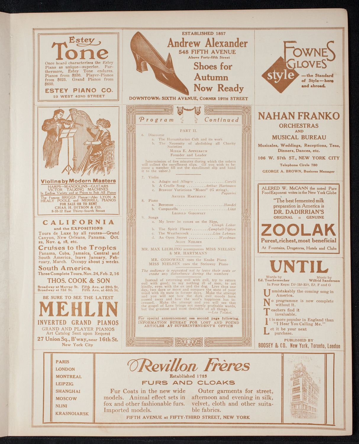 Meeting: The Humanitarian Cult, November 16, 1915, program page 7