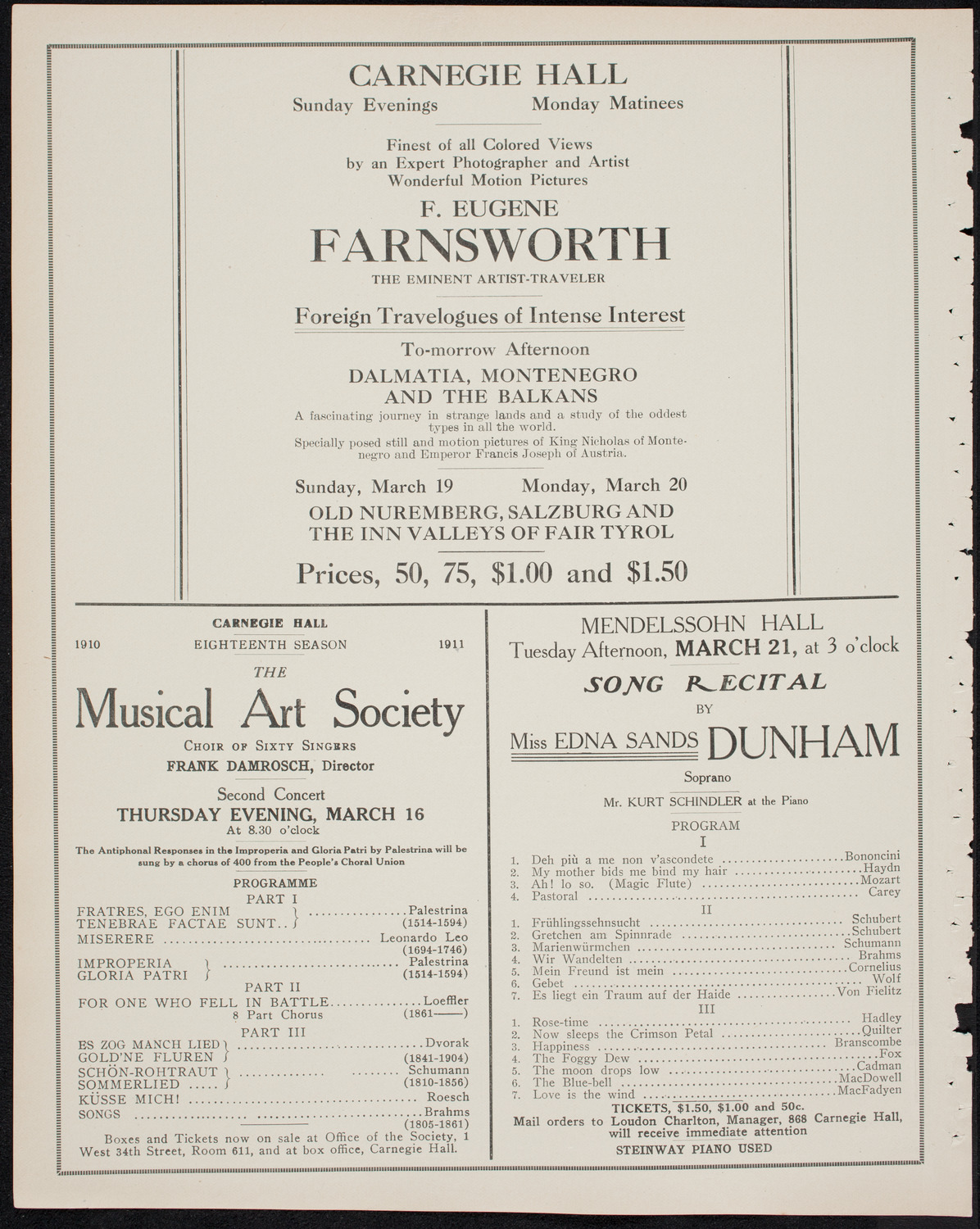 Farnsworth's Travel Talks, March 12, 1911, program page 10