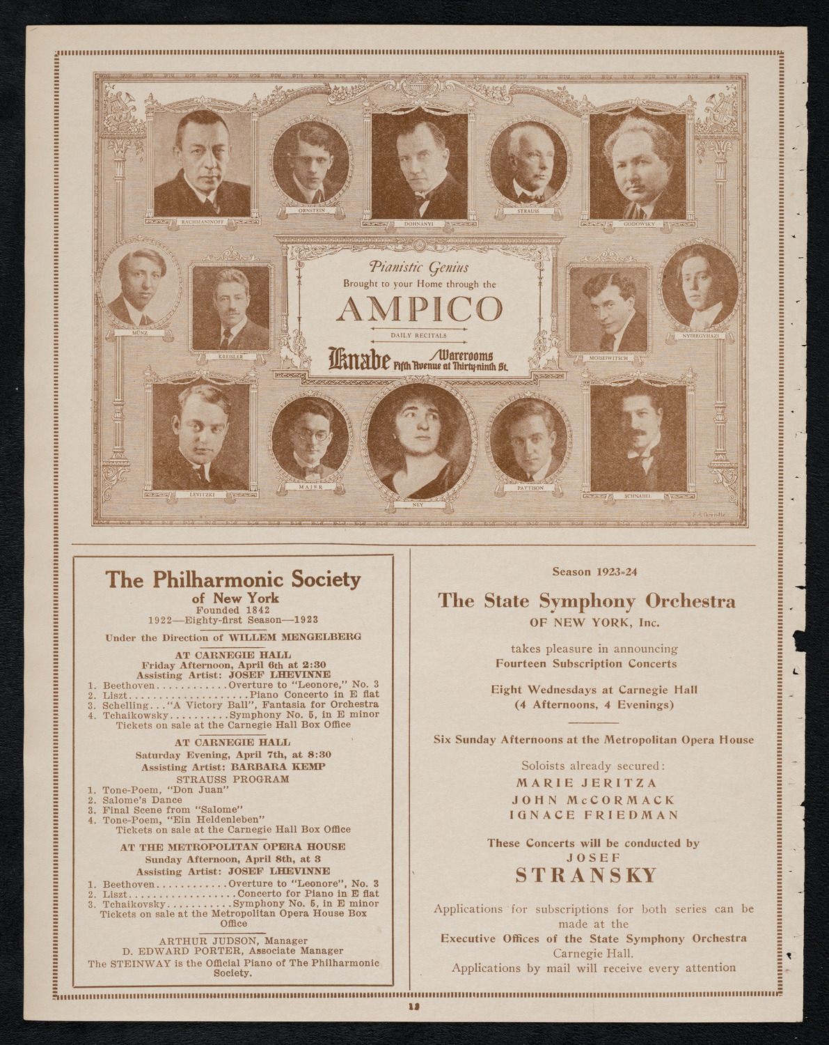 Oratorio Society of New York, April 4, 1923, program page 12