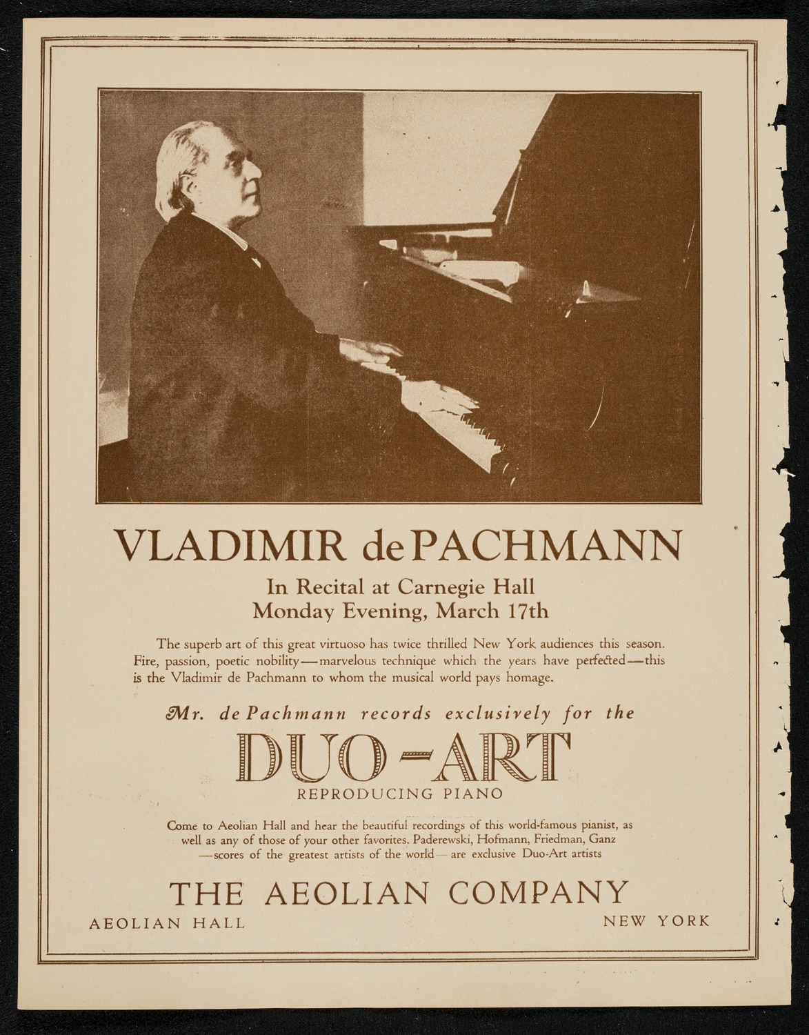 Jascha Heifetz, Violin, March 16, 1924, program page 2