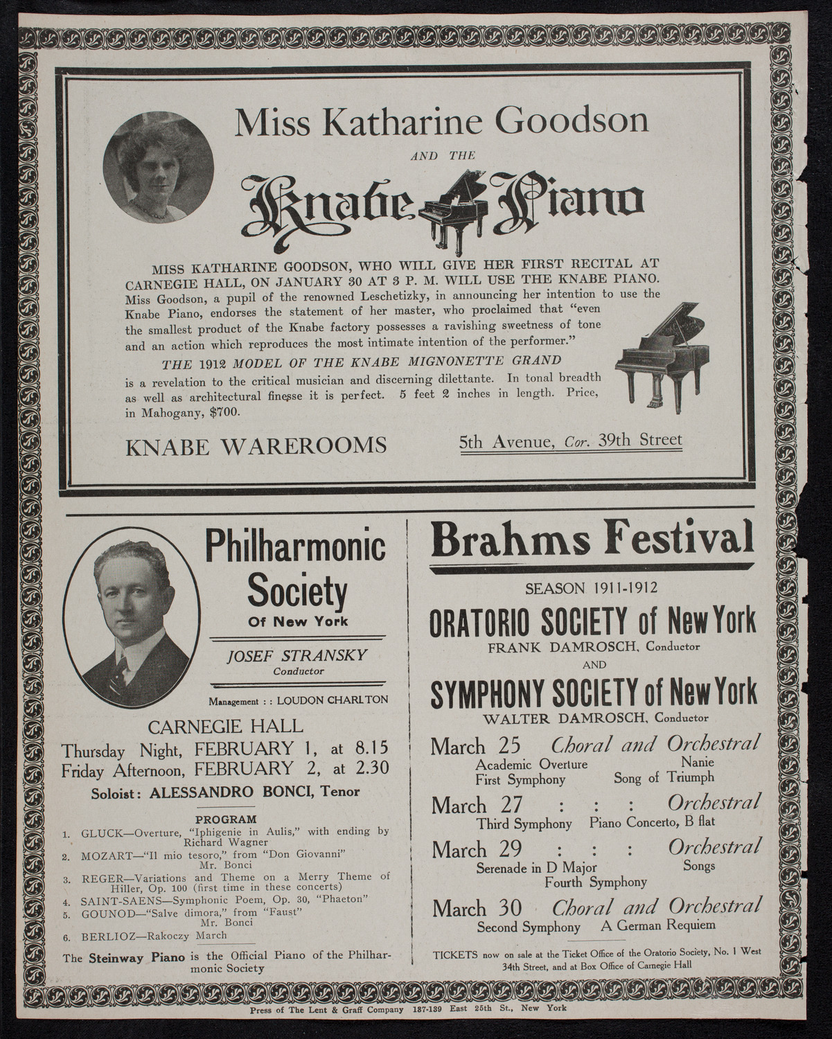 Russian Symphony Society of New York, January 28, 1912, program page 12