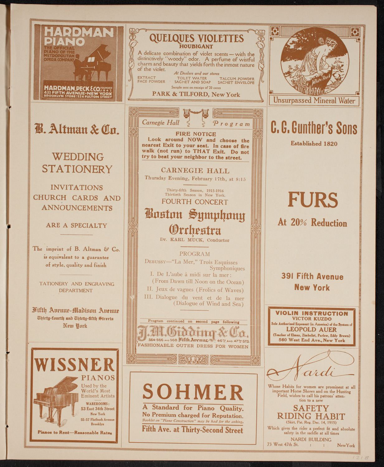 Boston Symphony Orchestra, February 17, 1916, program page 5