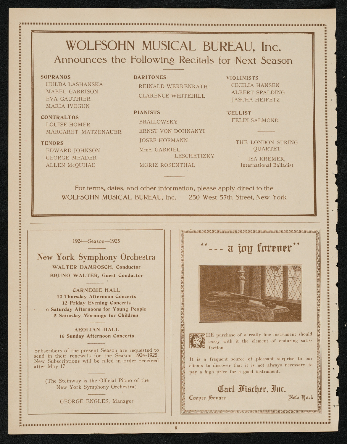 Benefit: St. Andrews One Cent Coffee Stands Society, April 24, 1924, program page 8