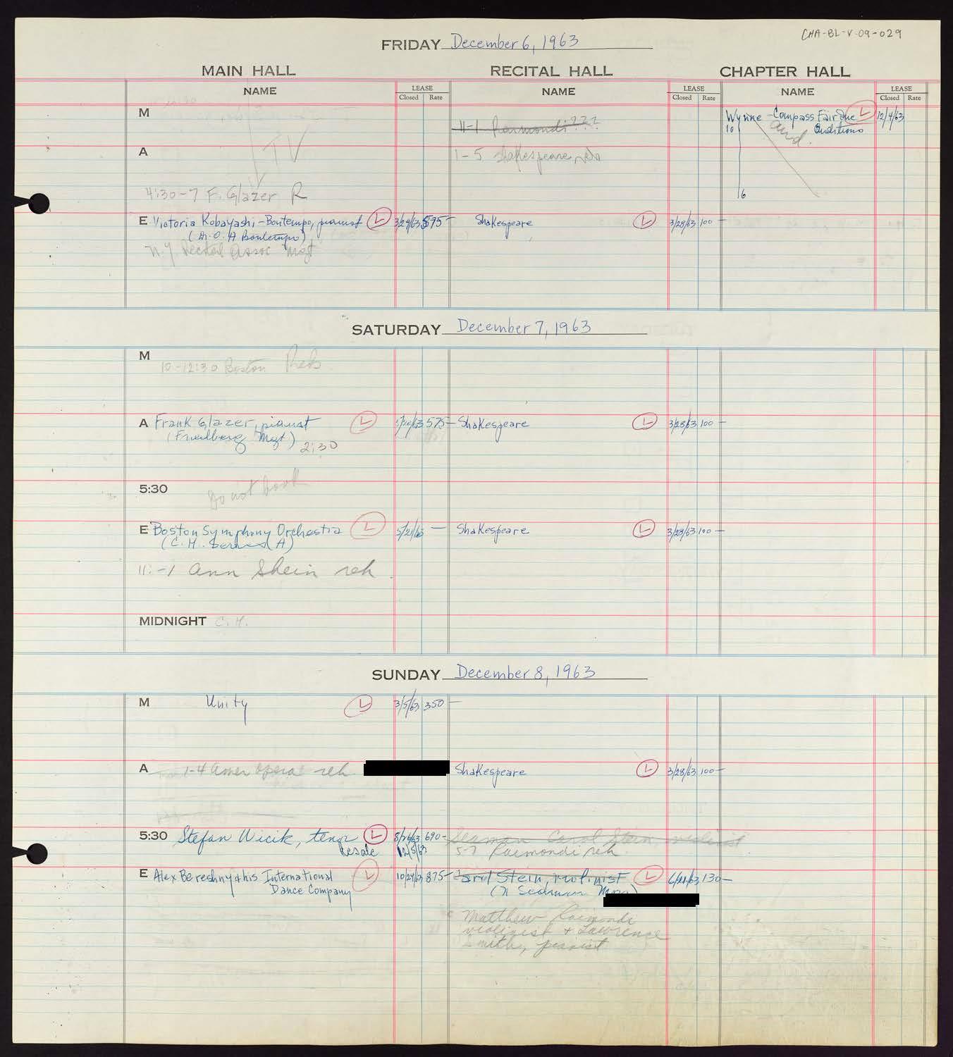 Carnegie Hall Booking Ledger, volume 9, page 29