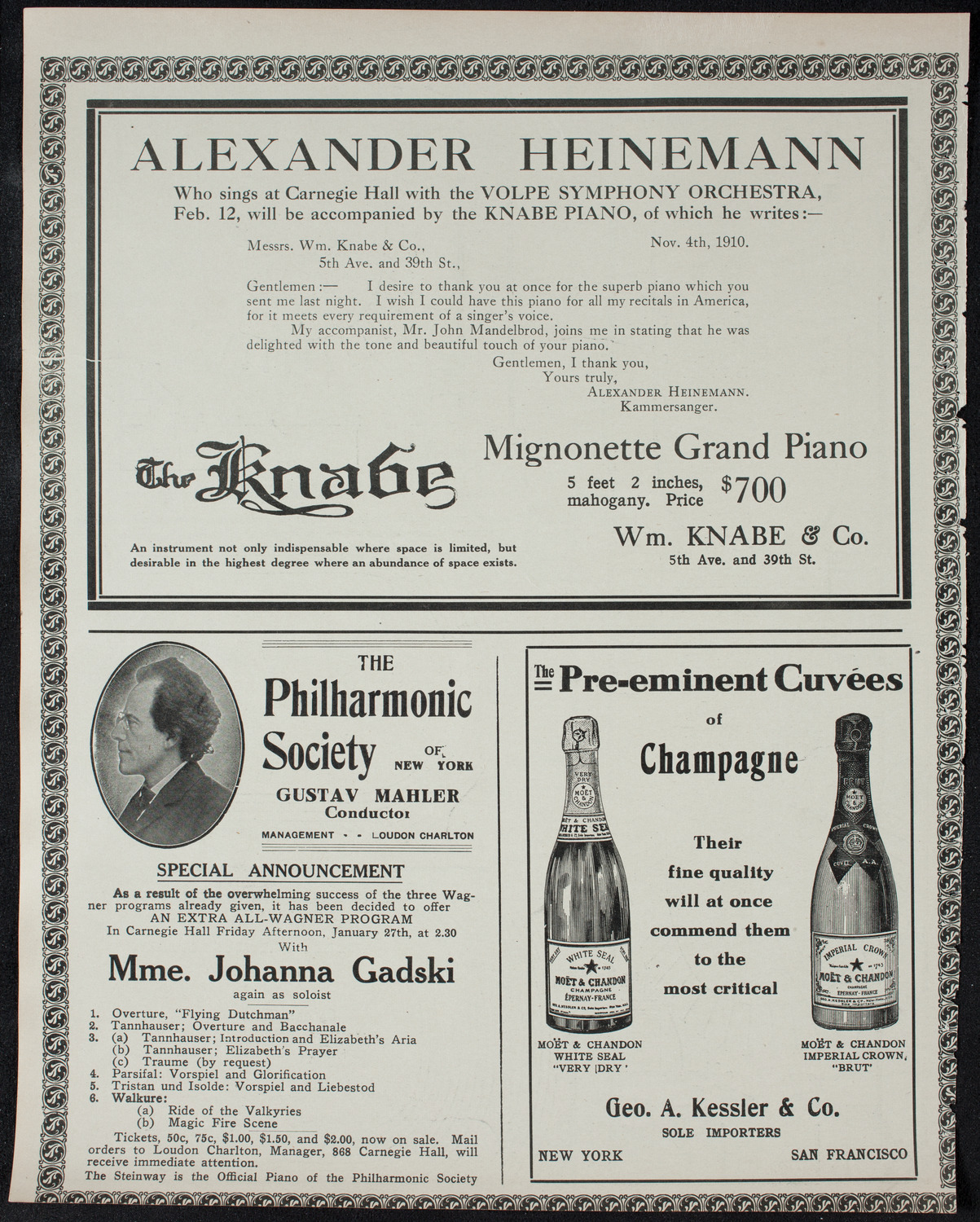 New York Philharmonic, January 22, 1911, program page 12