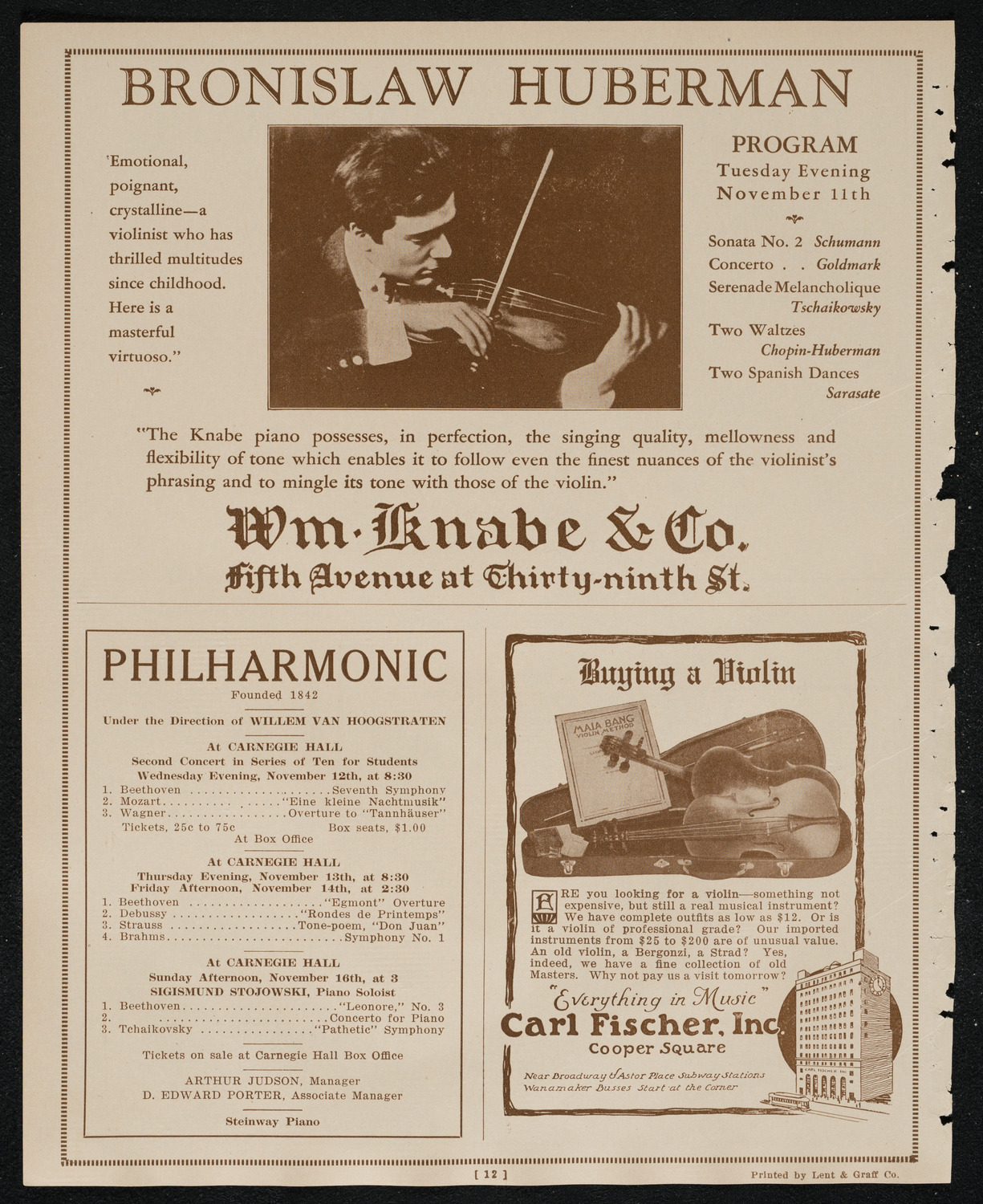 State Symphony Orchestra of New York, November 11, 1924, program page 12