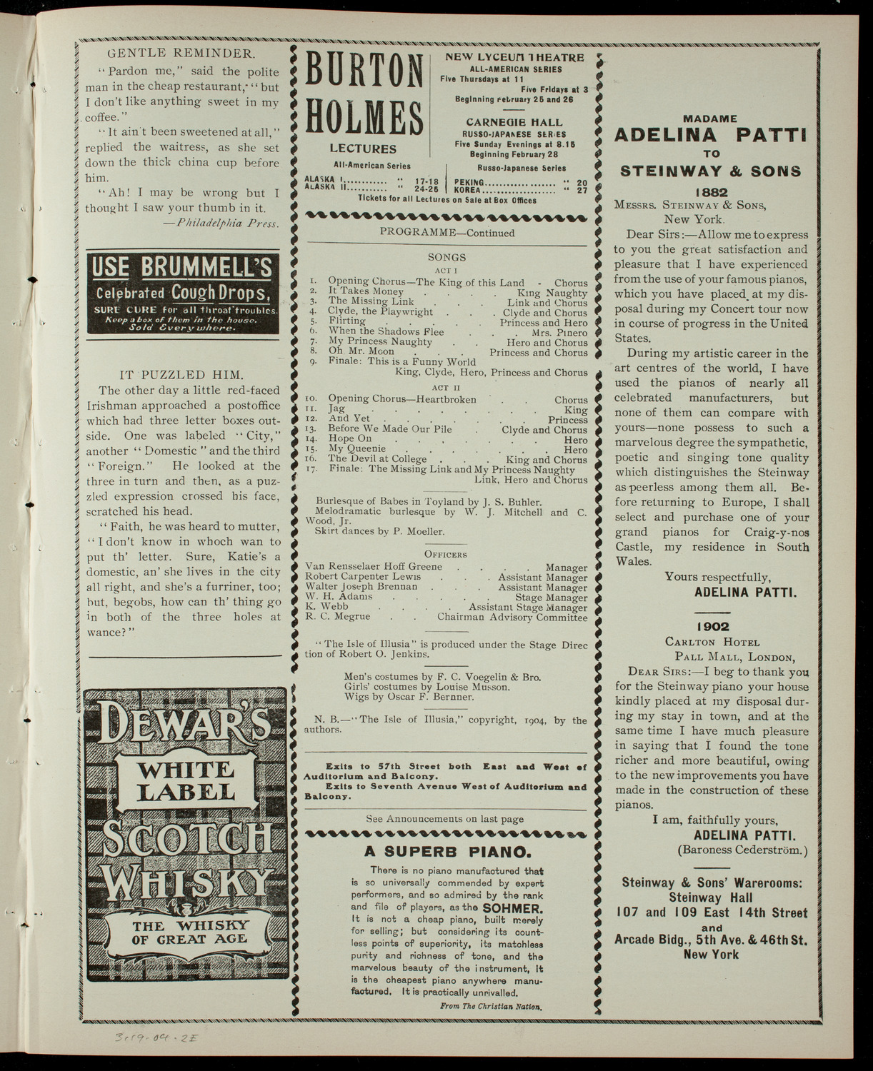 Columbia Varsity Show 1904, March 19, 1904, program page 3