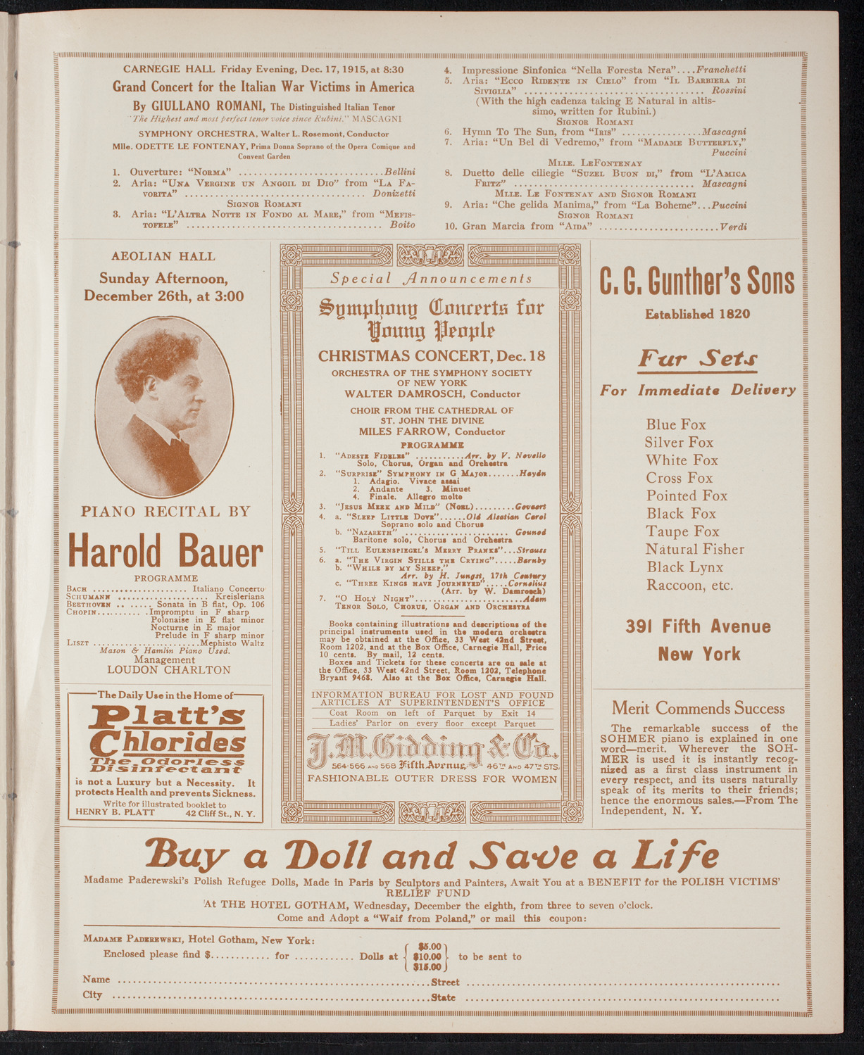New York Philharmonic, December 17, 1915, program page 9