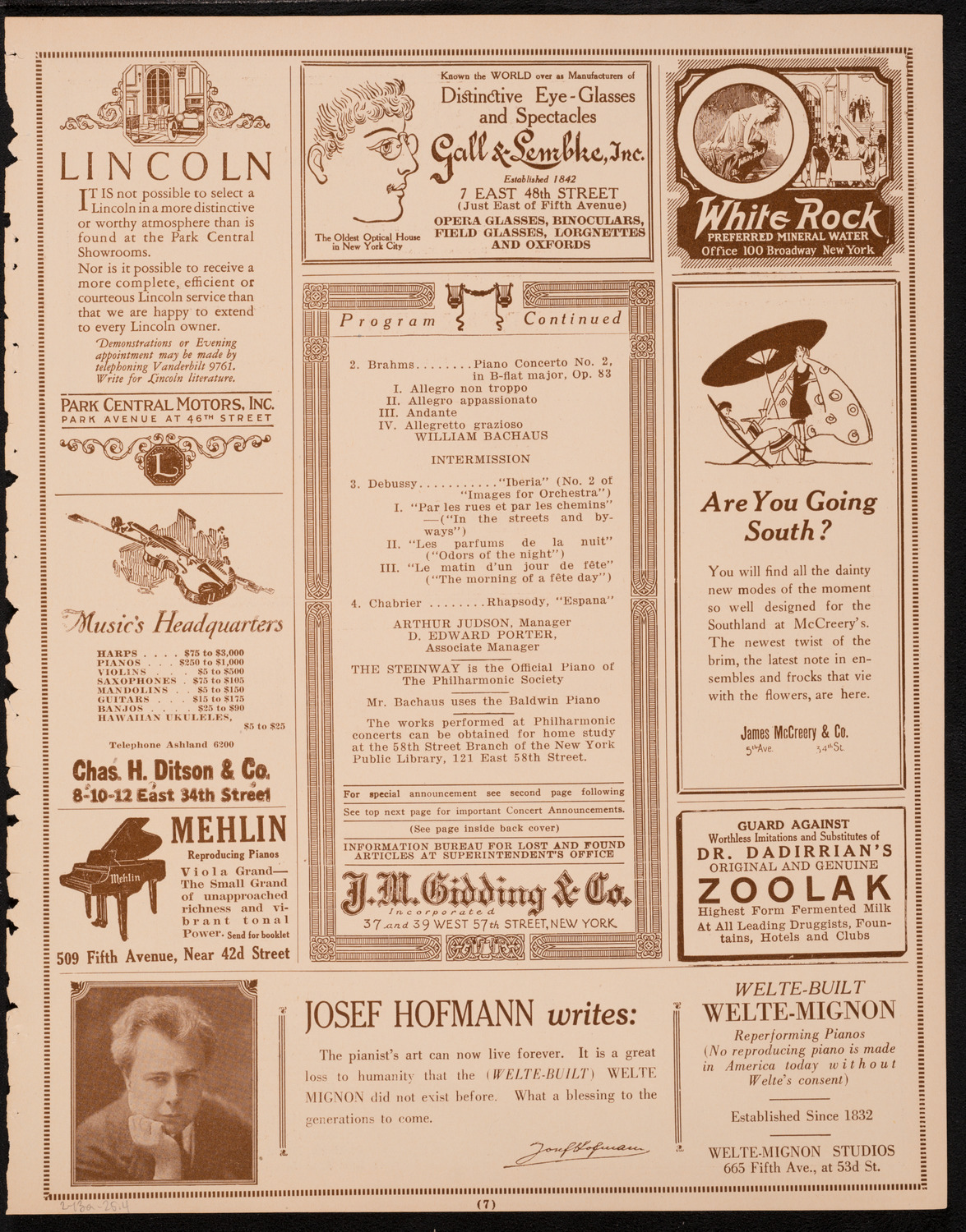 New York Philharmonic, February 13, 1925, program page 7