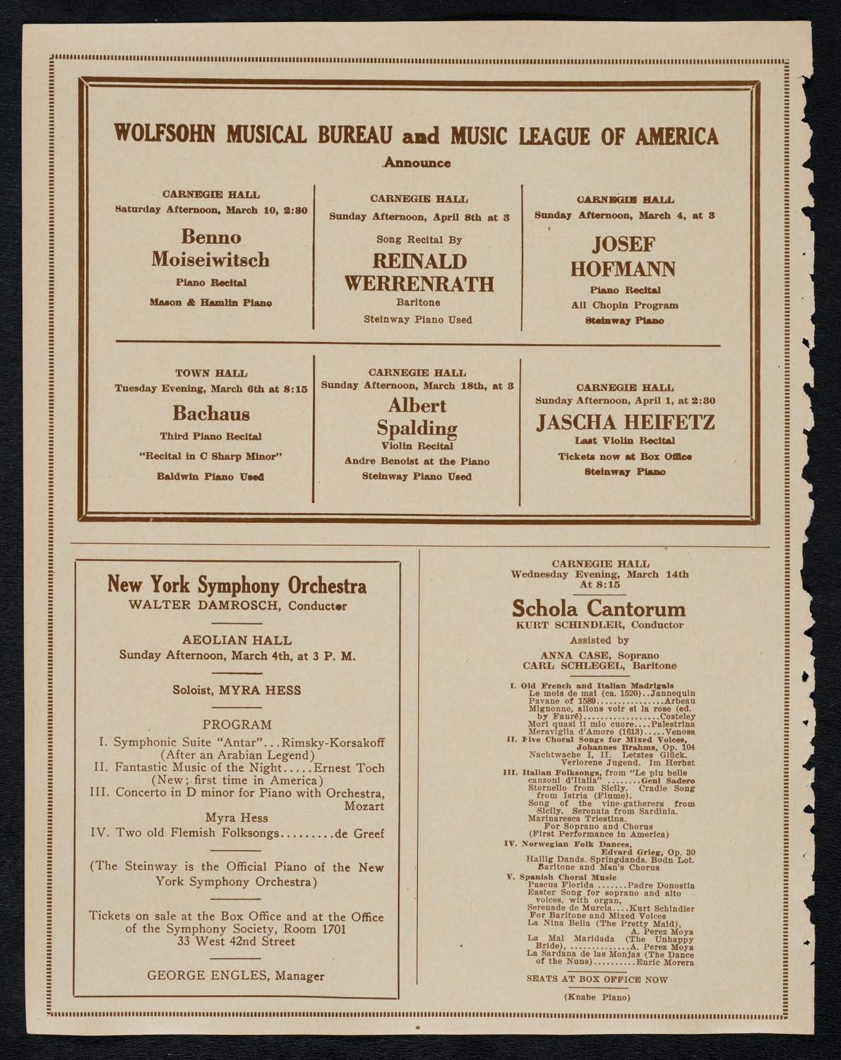 New York Philharmonic, March 1, 1923, program page 8