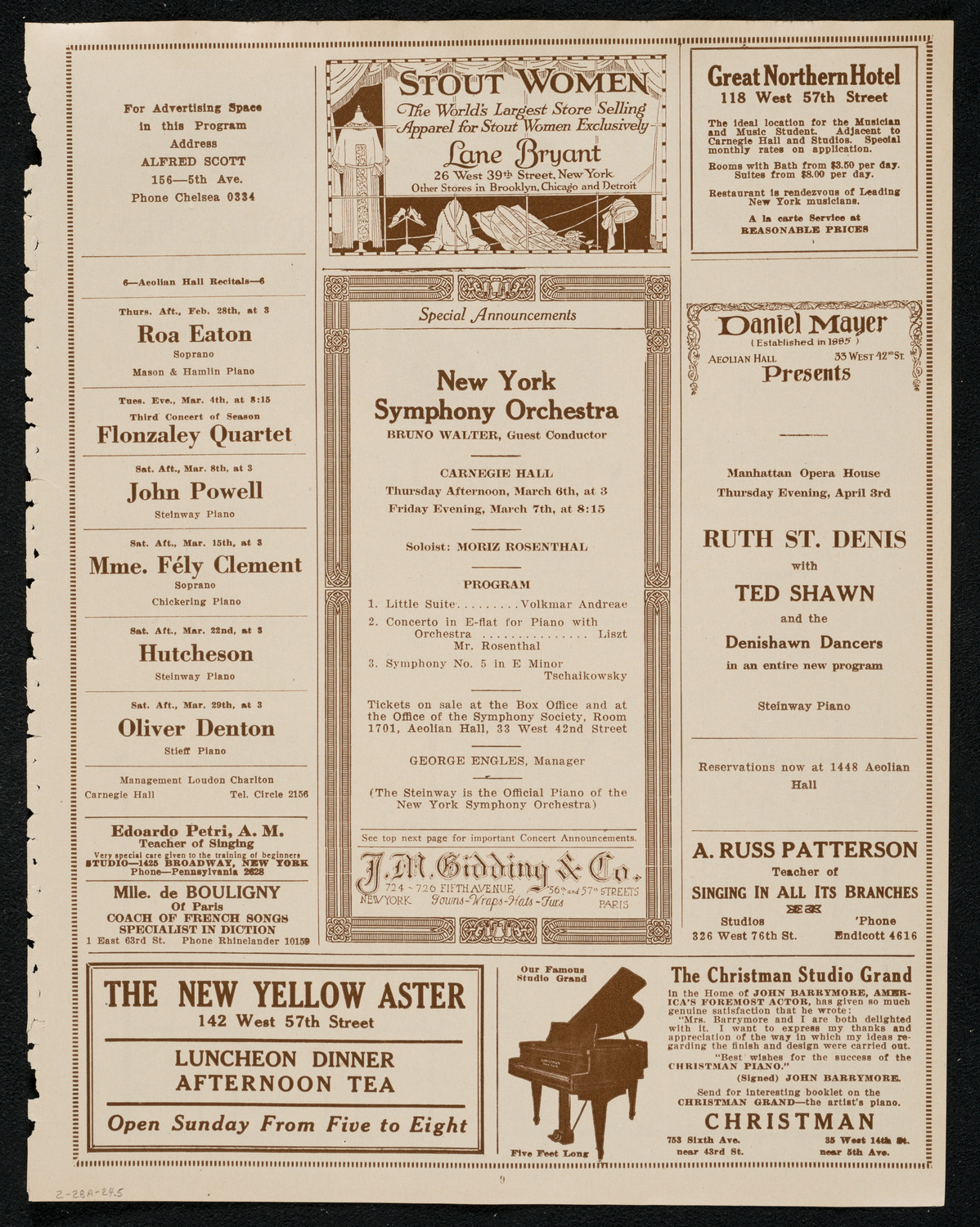New York Symphony Orchestra, February 28, 1924, program page 9