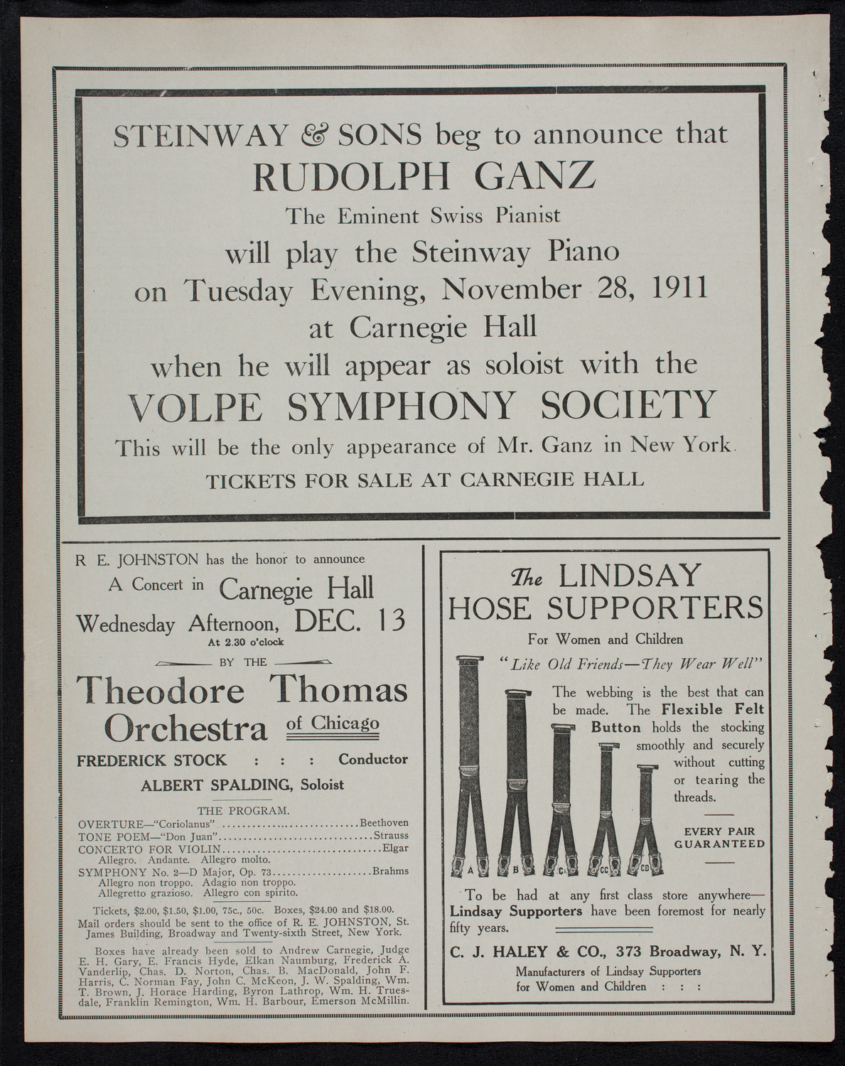 New York Philharmonic, November 23, 1911, program page 4