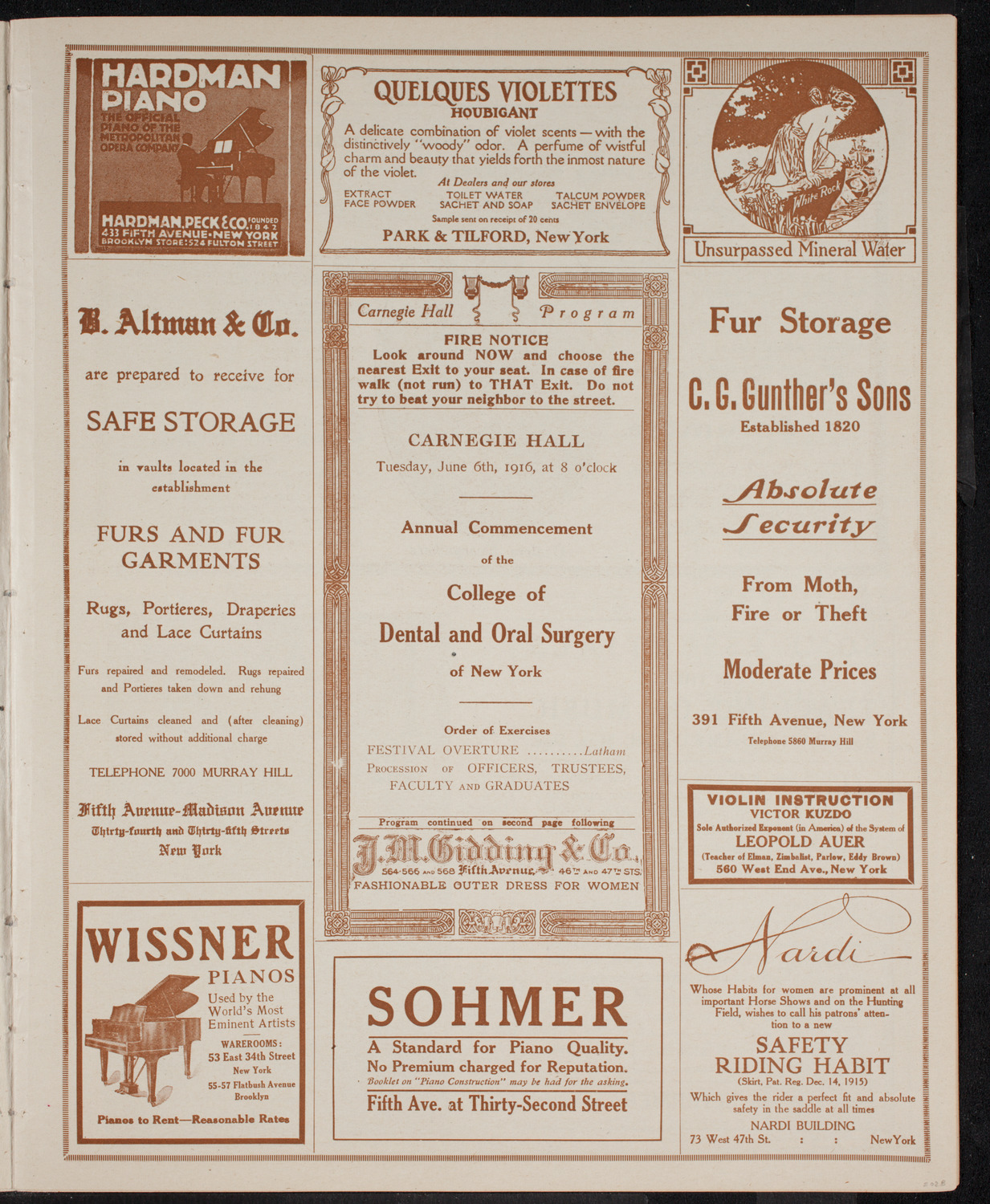 Graduation: College of Dental and Oral Surgery of New York, June 6, 1916, program page 5