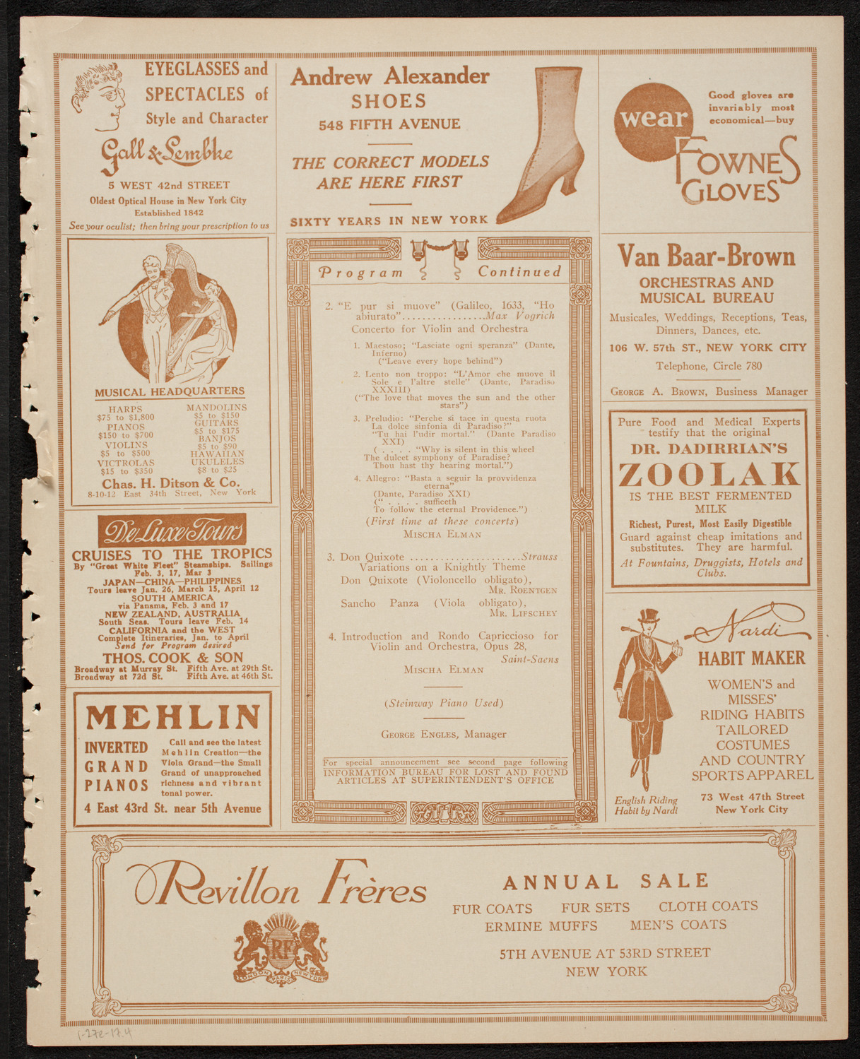 New York Symphony Orchestra, January 27, 1917, program page 7