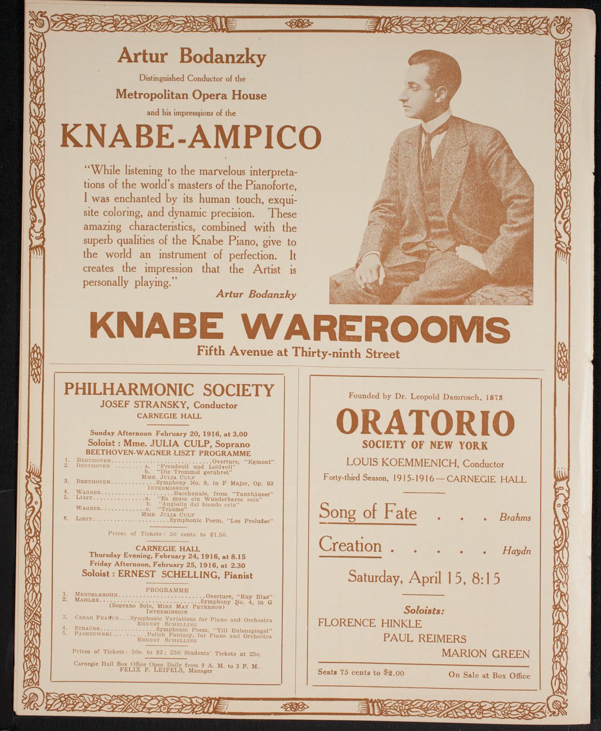 New York Philharmonic, February 10, 1916, program page 12