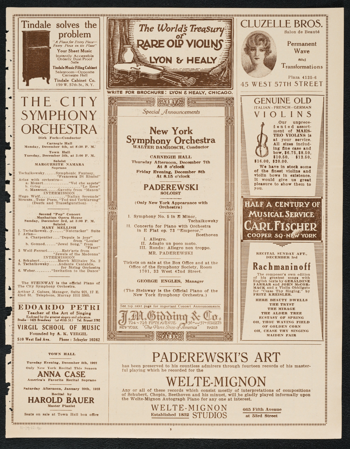 Leonidas Coronis, Baritone, November 29, 1922, program page 9