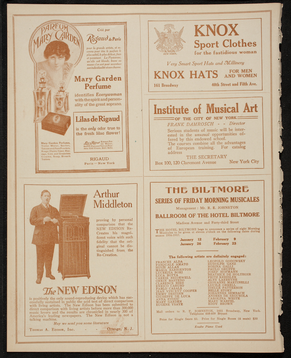 New York Philharmonic, January 7, 1917, program page 2