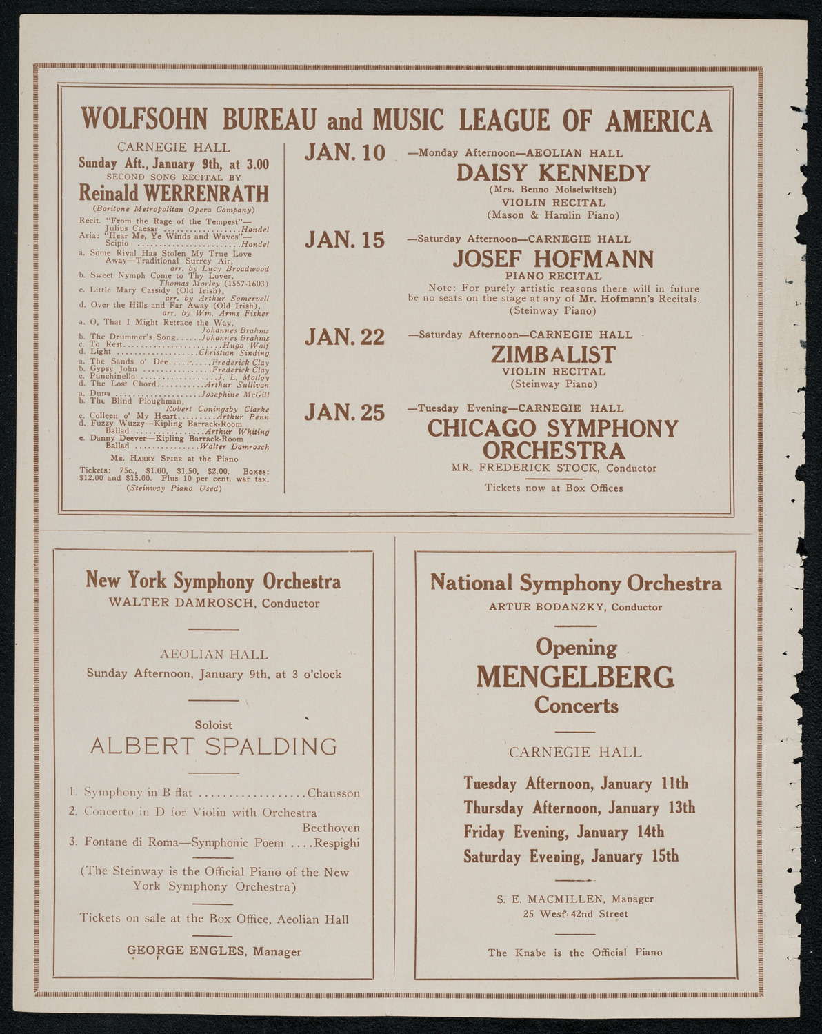 New York Philharmonic, January 8, 1921, program page 8