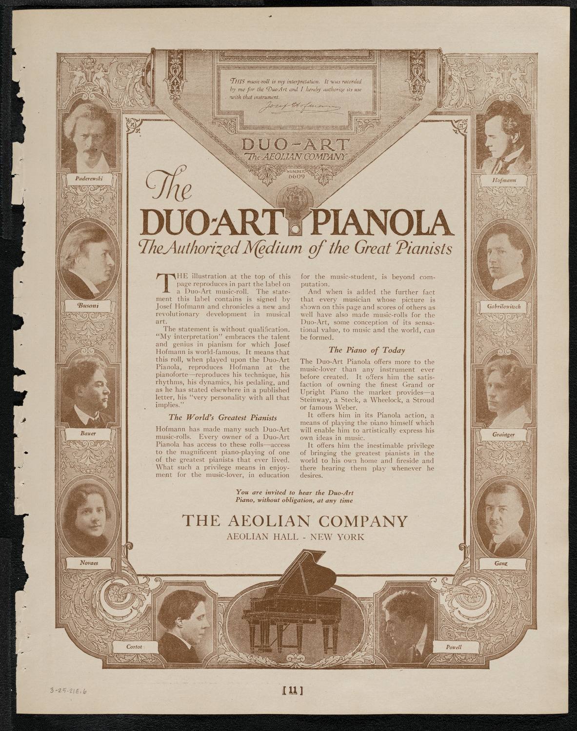 National Symphony Orchestra, March 28, 1921, program page 11