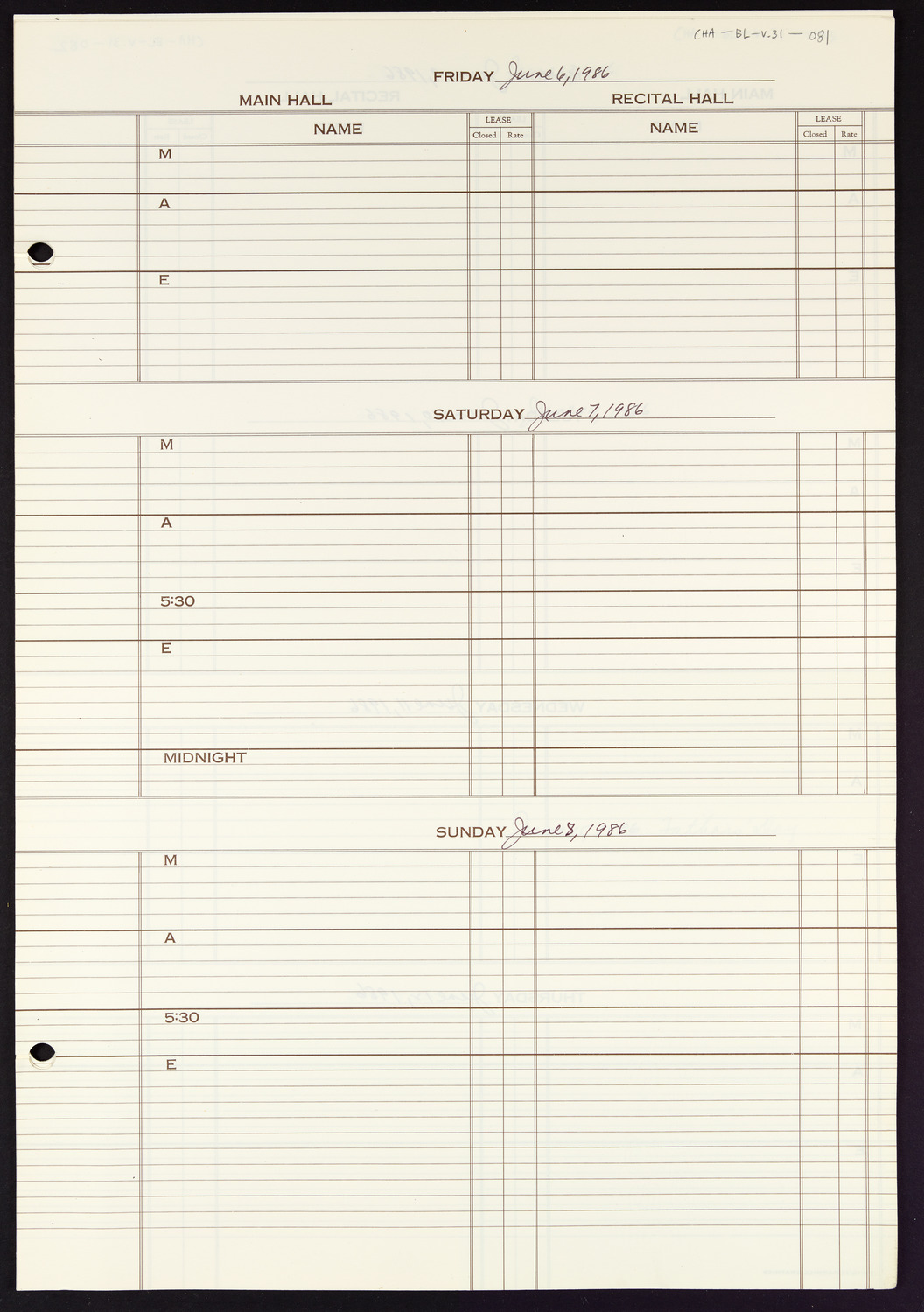 Carnegie Hall Booking Ledger, volume 31, page 81