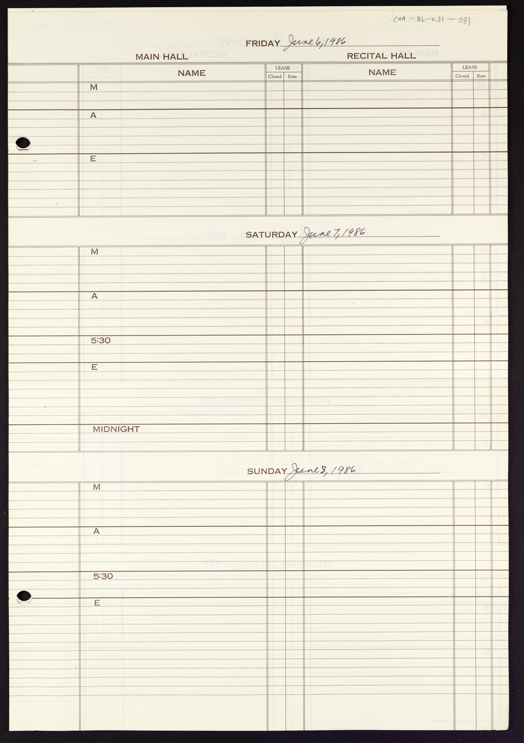 Carnegie Hall Booking Ledger, volume 31, page 81