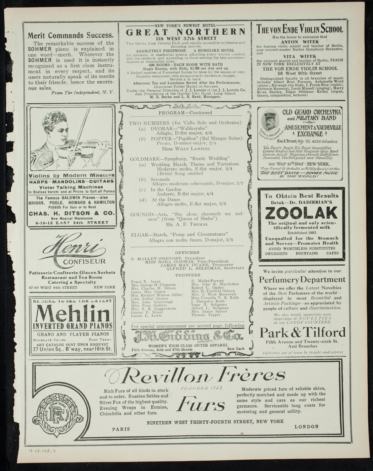 People's Symphony Concert, December 18, 1910, program page 7