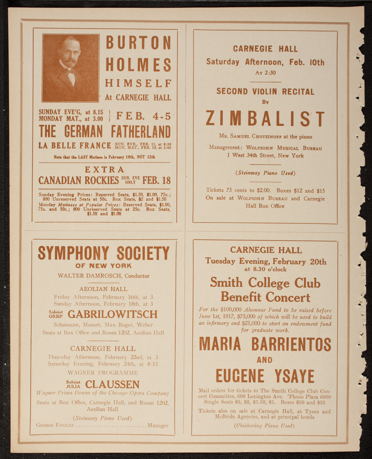 New York Philharmonic, February 4, 1917, program page 8