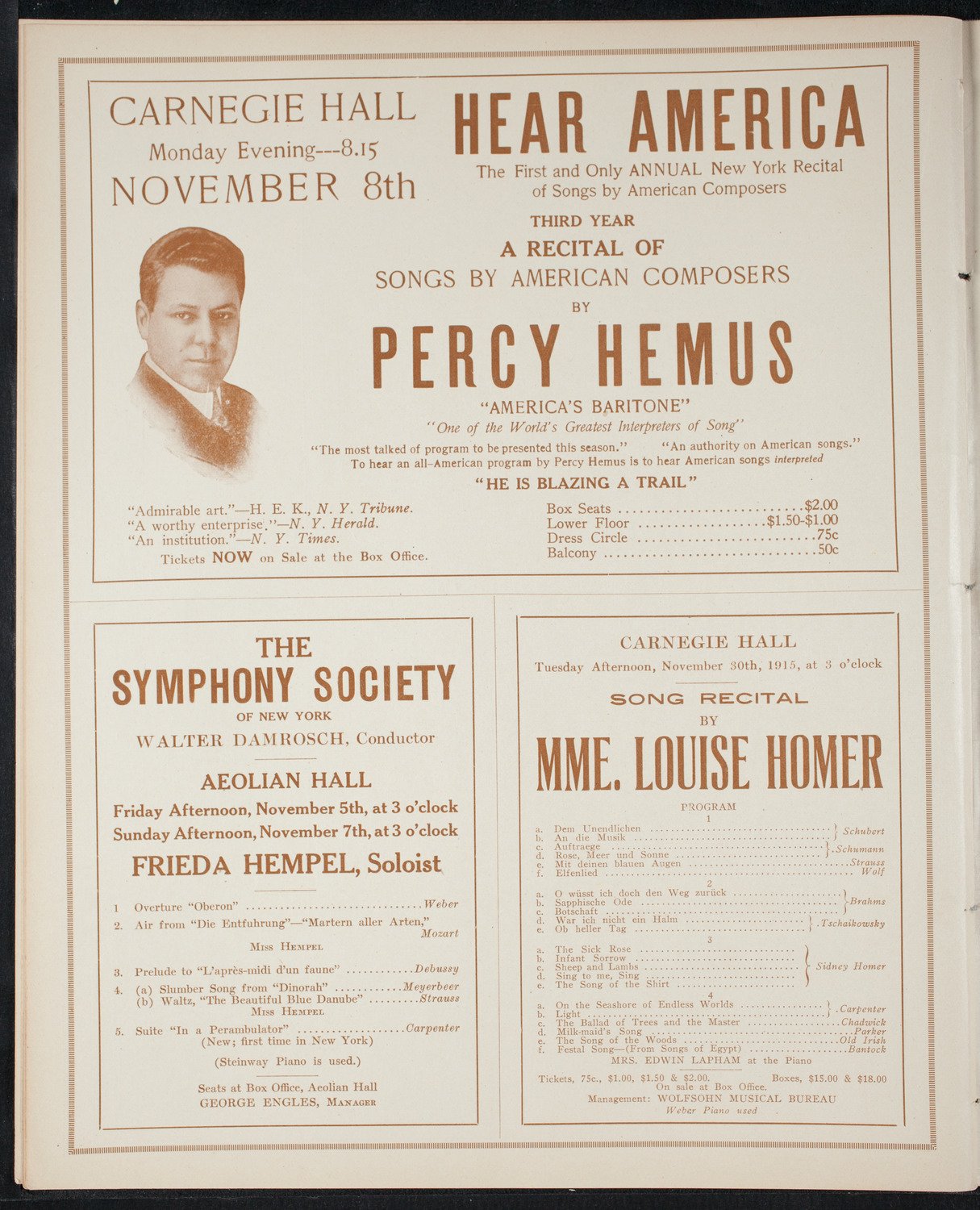 Nellie Melba, Soprano, October 31, 1915, program page 8