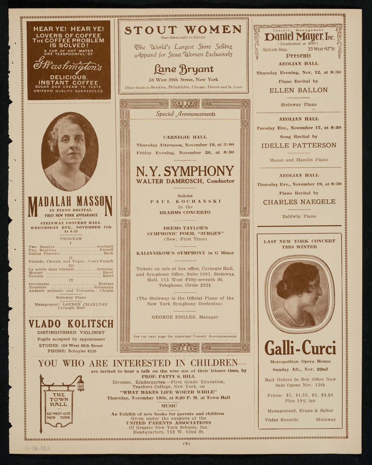 State Symphony Orchestra of New York, November 10, 1925, program page 9