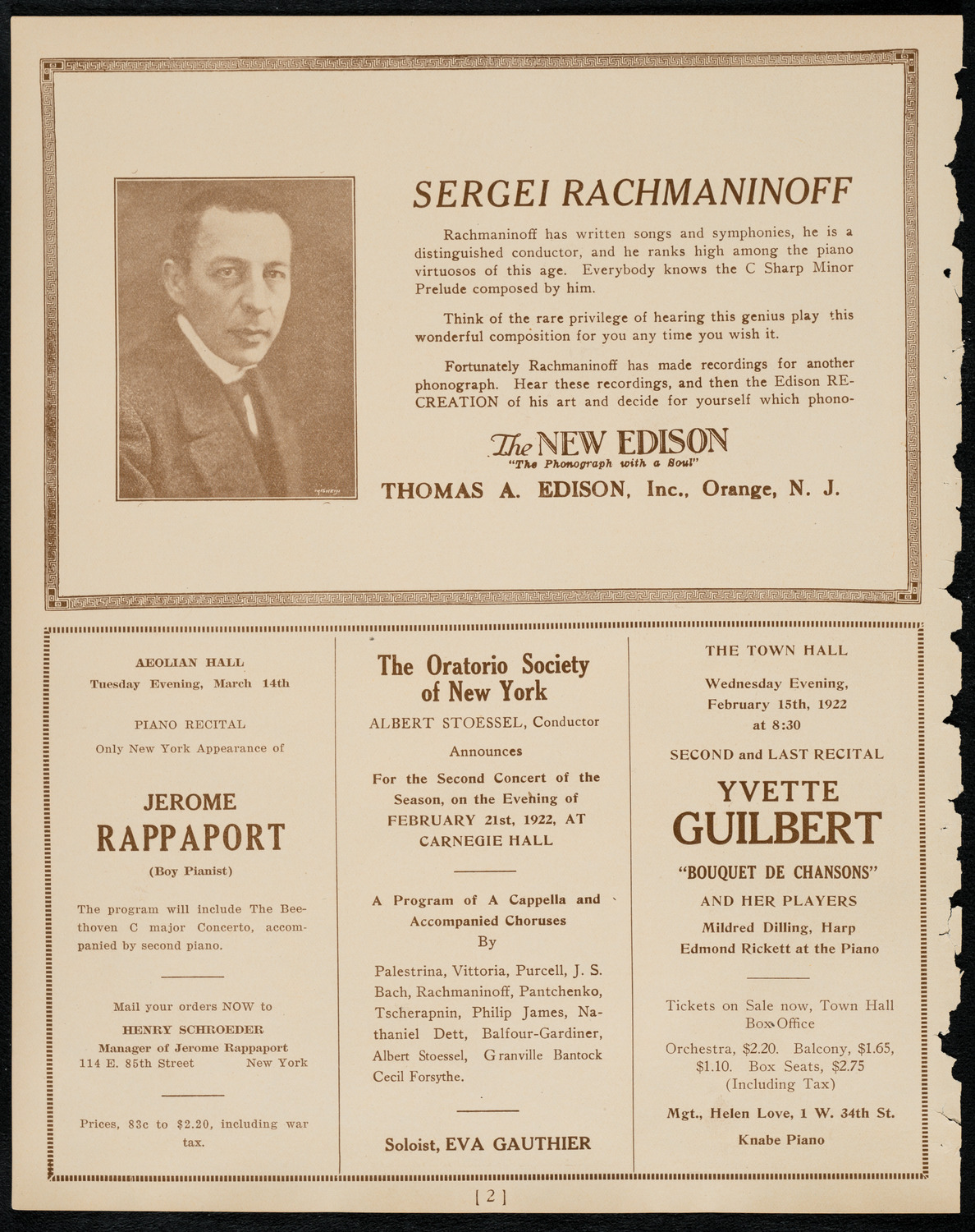 Don Rinardi Fuchs, Tenor, February 11, 1922, program page 2