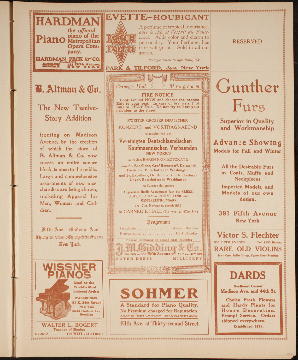 Concert for the Benefit of German-Austrian-Hungarian Relief, November 17, 1914, program page 5