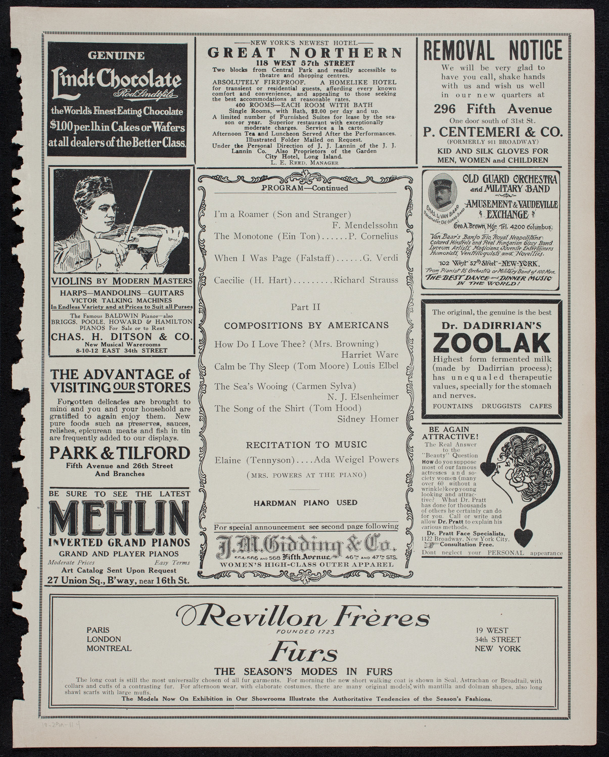 David Bispham, Baritone, October 29, 1911, program page 7