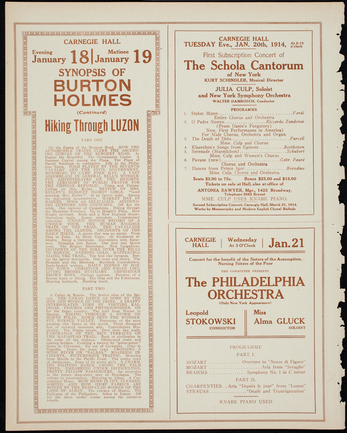 Burton Holmes Travelogue: The New Manila, January 11, 1914, program page 10
