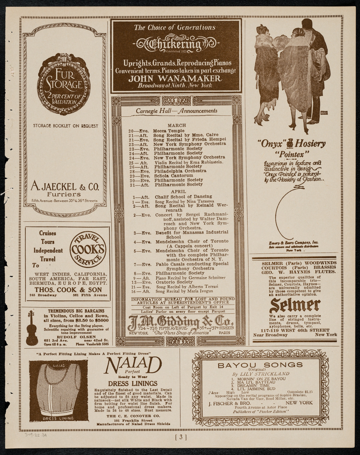 Miron Poliakin, Violin, March 19, 1922, program page 3